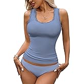 Rooscier Women's Lace Camisole Tank Tops Soft Stretch Ribbed Modal Cami Undershirt