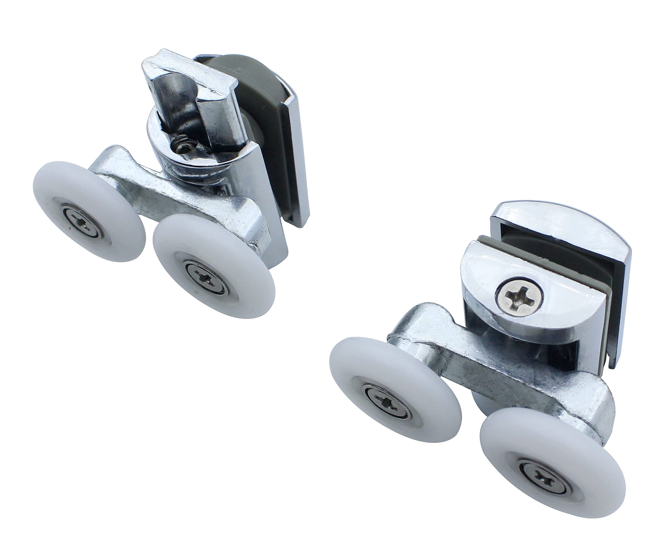 KEABATH 2pcs Shower Glass Door Rollers, Twin Wheels Runner Pulley, Solid Zinc Alloy 23mm Diameter Wheels