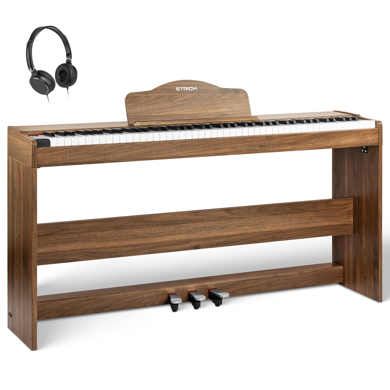 Photo 1 of *****BRAND NEW ITEM***** STRICH Digital Piano 88 Keys, Hammer-Action Weighted Keyboard, Full size Electric Piano Keyboard with Furniture Stand, 25Wx2 Speakers, Supports USB-MIDI/Wireless Connect, SDP-300W (Color Walnut Wood)