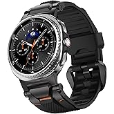 ULTIMAL Watch Band for Samsung Galaxy Watch 8 40mm/44mm/Classic 46mm Compatible with Samsung Watch Strap Bands for Men Sport Bands for Watch Rugged Premium TPU & Metal(Black+Black)