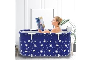 HotMax Portable Bathtub Kit, Foldable Soaking Bathtub for Adults, Freestanding Bathtubs, Hot Bath Tub, Ice Bath, Family Bathroom SPA Tub (Blue)