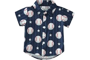 Kids Baseball Shirt Toddler Baby Boys Button Down Short Sleeve T-Shirts Cute Tee Tops Infant Boys Summer Outfits