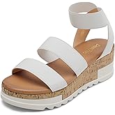 DREAM PAIRS Women's Open Toe Elastic Ankle Strap Casual Flatform Platform Wedges Sandals