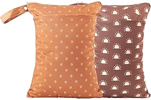 Opgroeie Wet Dry Bags with Two Zippered Pockets and Handle, Reusable Storage Bag for Breast Pump Parts & Baby Items, Waterproof Diaper Bags, Yoga Gym Bag for Swimsuits or Wet Clothes-2pcs, 11.8*15.75"