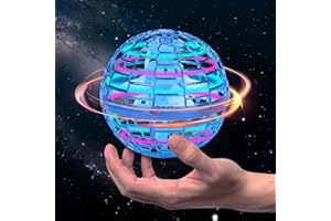 TONGSUNA Floating Ball Kids Outdoor Toy 360 Rotating Magic UFO Flashing LED Globe Remote Control Flying Orb Ball Colorful Light for Christmas Gift Fly Spinners Fly Globe Game for Kids Age 3 And Up (Blue)