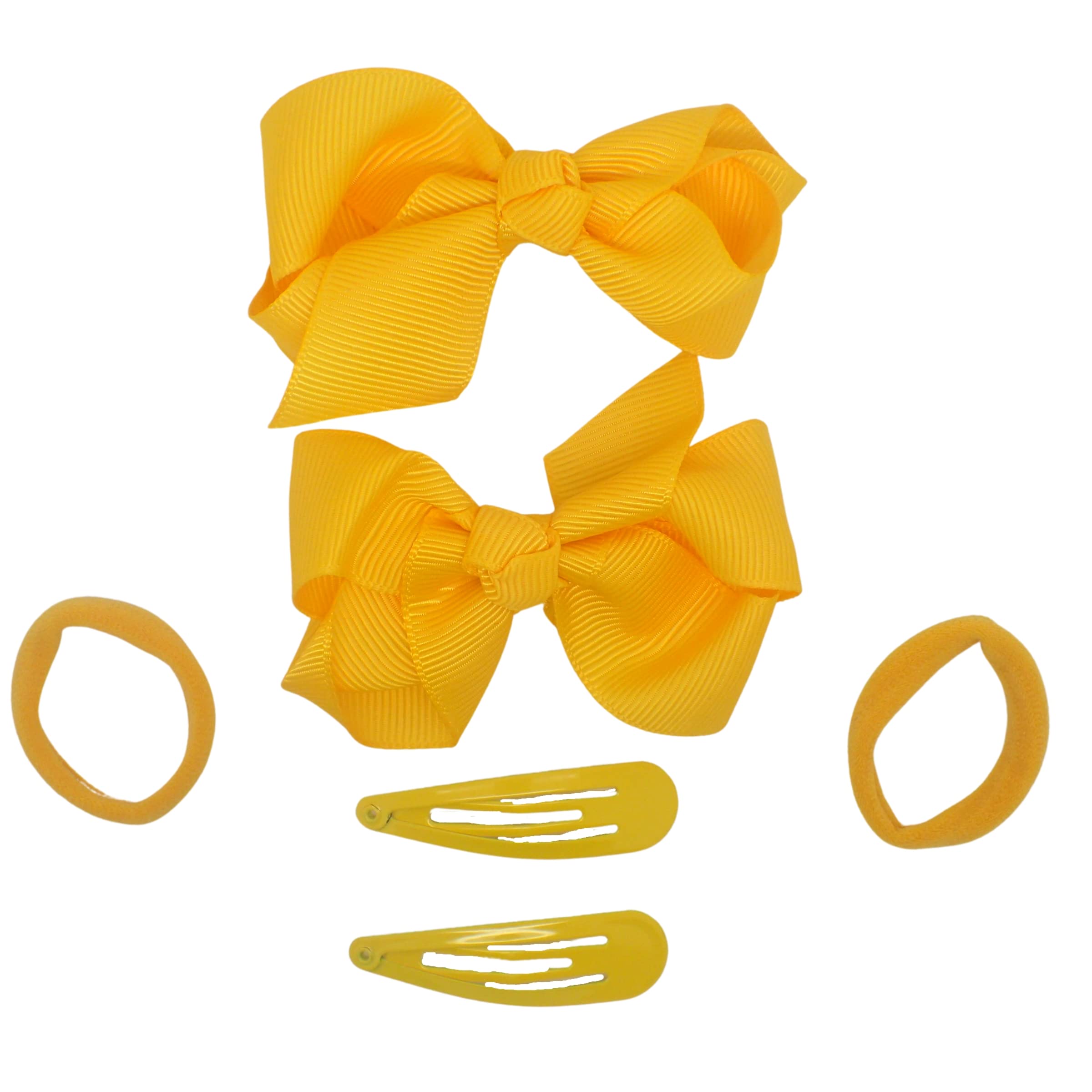Topkids Accessories 6pcs set Hair Clips, Hair Bows, Hair Bobbles, ties, Accessories for Girls, Grips, Kids Accessories, Girls Gift Set (Yellow)