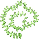 PATIKIL 5 Strands 450-475Pcs Teardrop Crystal Beads, 12x6mm Faceted Teardrop Briolette Horizontal Glass Beads Loose Bead for Bracelet Jewelry Making, Light Green