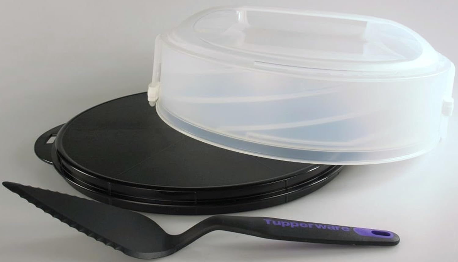 TUPPERWARE H24 Collapsible Cake Taker flat & high black + Pastry Cutter