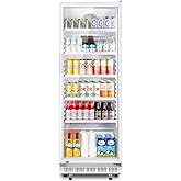 Tylza Commercial Refrigerator with Glass Door Display Beverage Fridge, 360L Upright Beverage Cooler Merchandiser with Rebound