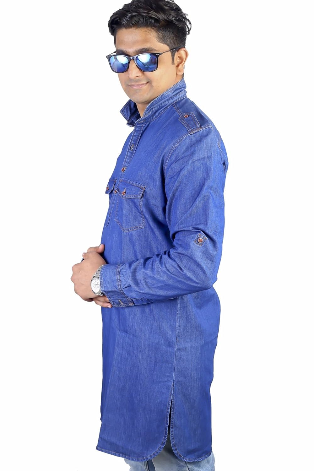 atm denim full sleeve patanekurta for men's