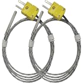 K Type Thermocouple Probe TL1004 (2pcs) | Suitable for K-type Probe Thermocouple Sensors and Thermometers, Metal Probe, Temperature Range 0 to 935℉
