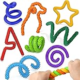 8 Pack Fidget Toys Sensory Sticks for Kids, Quiet Fidgets for Classroom Unique Textured Calming Travel Toys, Stress Relief Autism Sensory Room Must Haves, Stocking Stuffers