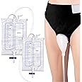 Wearable Urine Collection Set with 2 Drainage Bags (1000ml/2000ml), Reusable Silicone Urine 1.2M Catheter Bag for Men Black