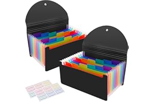 CASAON 2 Pack 13 Pockets A6 Mini Coupon Organizer Wallet, Expandable Accordion File Organizer for Storage Receipt Cards Coupons Tickets - Black