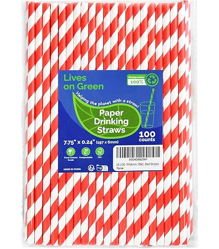 Retro Paper Drinking Straws - Disposable Striped Straws For Parties, Weddings