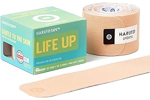 Haruto Life UP Extra Sensitive Kinesiology Tape for Daily Use, Dermatologically Tested Latex Free for Ultra Sensitive Skin, Injury, Pregnant Women, Office Worker, Children (Pre-Cut, Beige)