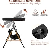 Yaheetech 3 Seater Outdoor Swing Chair Canopy Removable Cushions Black view 4