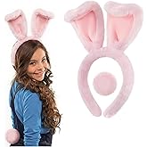 Zeyune 2pcs/4pcs Easter Bunny Ears Headband for Kid with Pom Tail Bunny Cartoon Toy Character Cosplay for Toddler Girl
