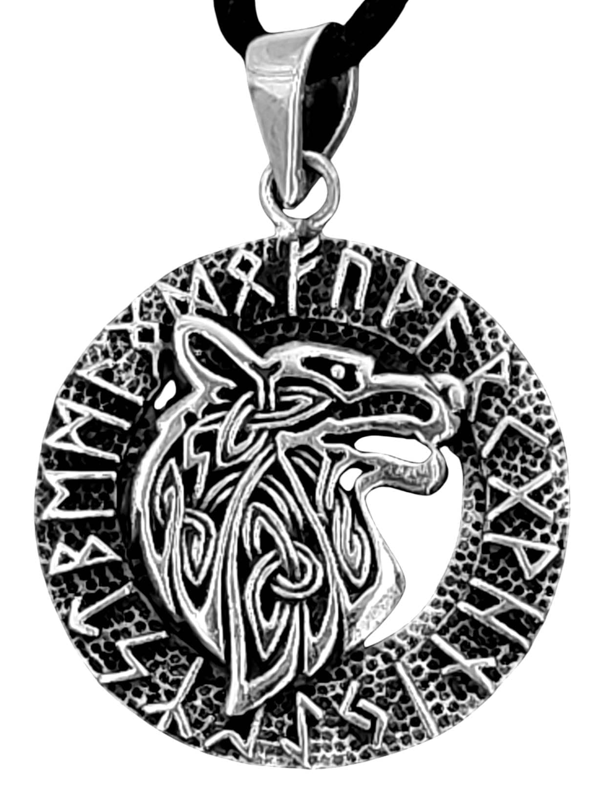 Kiss of Leather Wolf Head Pendant 925 Sterling Silver No. 353