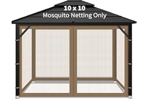 IHEQARD Gazebo Replacement Mosquito Netting Outdoor Universal Gazebo Canopy 4-Panels Screen Sidewalls with Zipper for Patio Garden Yard Backyard (Mosquito Net Only) (10x10, Brown)