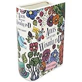 Steel Mill & Co Original Large Book-Shaped Decorative Vase, Ceramic Vases for Home Decor, Cute Bookshelf Decor, Unique Vase for Book Lovers, Alice's Adventures in Wonderland - Floral Nonsense