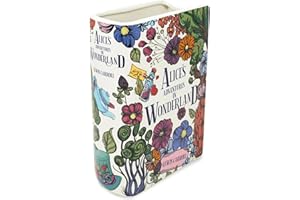 STEEL MILL AND CO. Steel Mill & Co Original Large Book-Shaped Decorative Vase, Ceramic Vases for Home Decor, Cute Bookshelf Decor, Unique Vase for Book Lovers, Alice's Adventures in Wonderland - Floral Nonsense