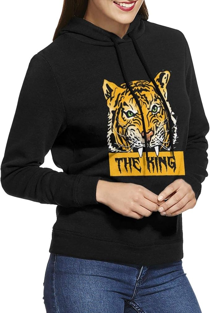 Tiger Print Animal Print Women's Cotton Hoodie Pullover, LongSleeved