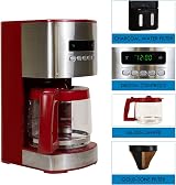 Kenmore Koolatron 12-Cup Drip Coffee Maker 1.8L Glass Pot Digital Timer Red view 3