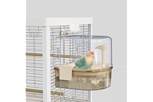 LYML.E1 Indoor Water Circulation Bird Baths,Hanging Bird Bath for Cage,Bird Accessories for Cages,Parrot Shower Box for Lovebirds,Parakeet,Conure, Cockatiel,African Grey.(7.8in*6.9in*7.8in)
