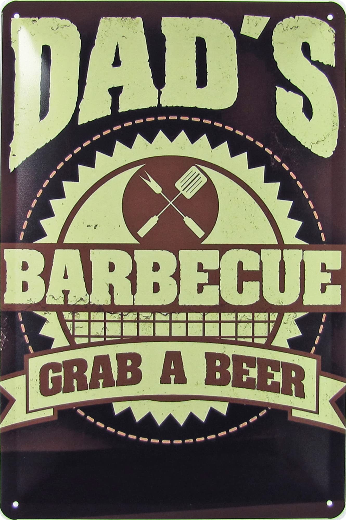 Metal Sign 20 x 30 cm Dad's Barbecue Beer Grill Kitchen Retro Vintage Tin Sign