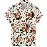 ACEPrints Christmas Hawaiian Shirt for Men Mens Hawaiian Shirts Mens Casual Short Sleeve Button Down Shirt Men