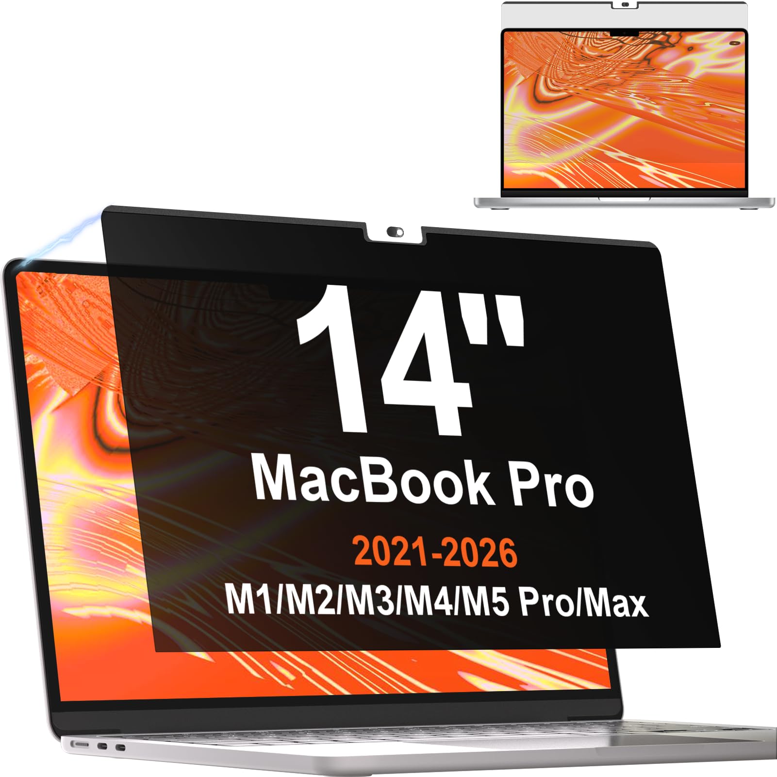 Privacy Screen for MacBook Pro 14 Inch 2021-2026 M5/ M4 /M4 Pro /M4 Max /M3 /M3 Pro /M3 Max /M2 Pro /M2 Max /M1 Pro /M1 Max, Magnetic Removable Anti Blue Light Glare Screen Protector