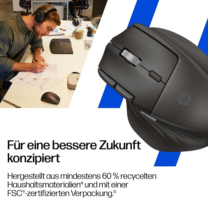 780M Kabellose Scroll-Maus, ultraschnelles magnetisches Scrollrad & horizontales Scrollen, 3-Minuten-Schnellladung, Bluetooth & USB-Dongle, Multi-Device für 3 Geräte, 6 programmierbare Tasten