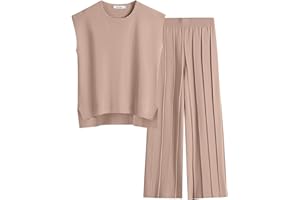 ANRABESS Women 2 Piece Lounge Sets Summer Casual Knit Sweater Vest Pant Set Beach Vacation Airport Clothes 2025 Fall Outfits
