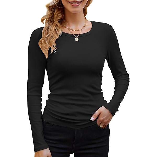Amazon.com: Ladies Fashion Fit Loose Crew Neck Slim Top