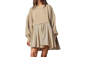 Ugerlov Womens Oversized Sweatshirt Dress Long Sleeve Crewneck Pullover Tops Relaxed Fit Sweatshirts Mini Dress