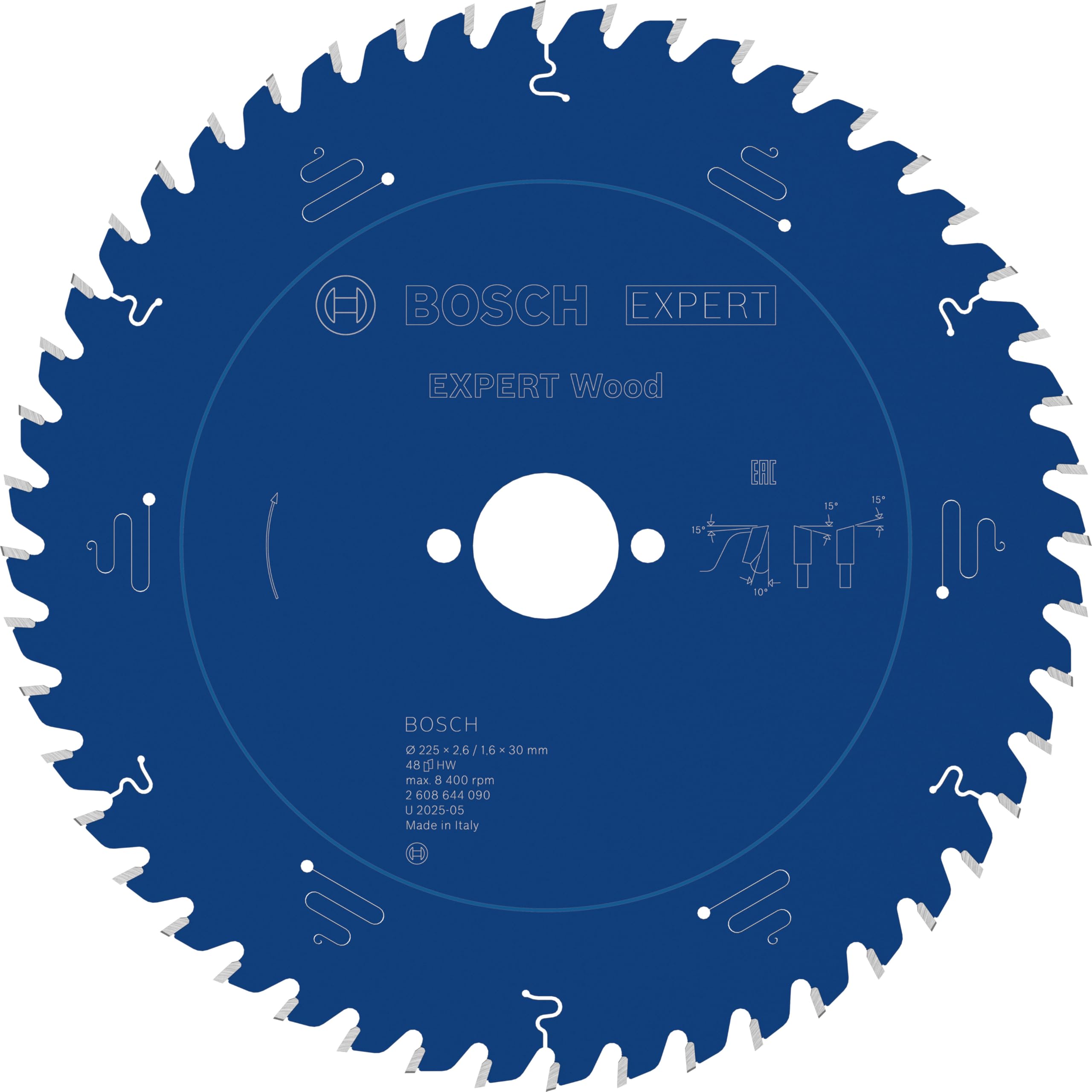 Bosch Accessories 2608644090 EXWOT 48 Tooth Top Precision Circular Saw Blade, 0 V, Blue