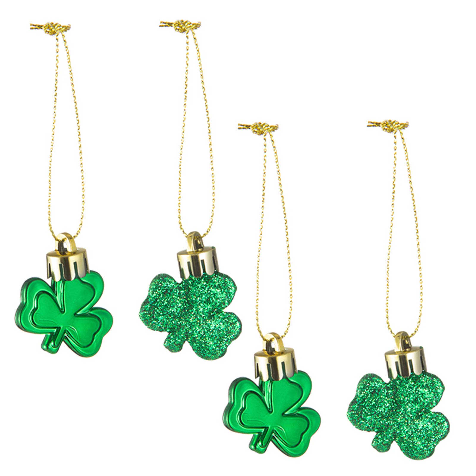 PAMASE 48 Pieces St. Patrick's Day Shamrock Ornaments- Green Good Luck Shamrock Clover Hanging Bauble for Irish St Patricks Day Tree Table Shelf Window Festival Decorations