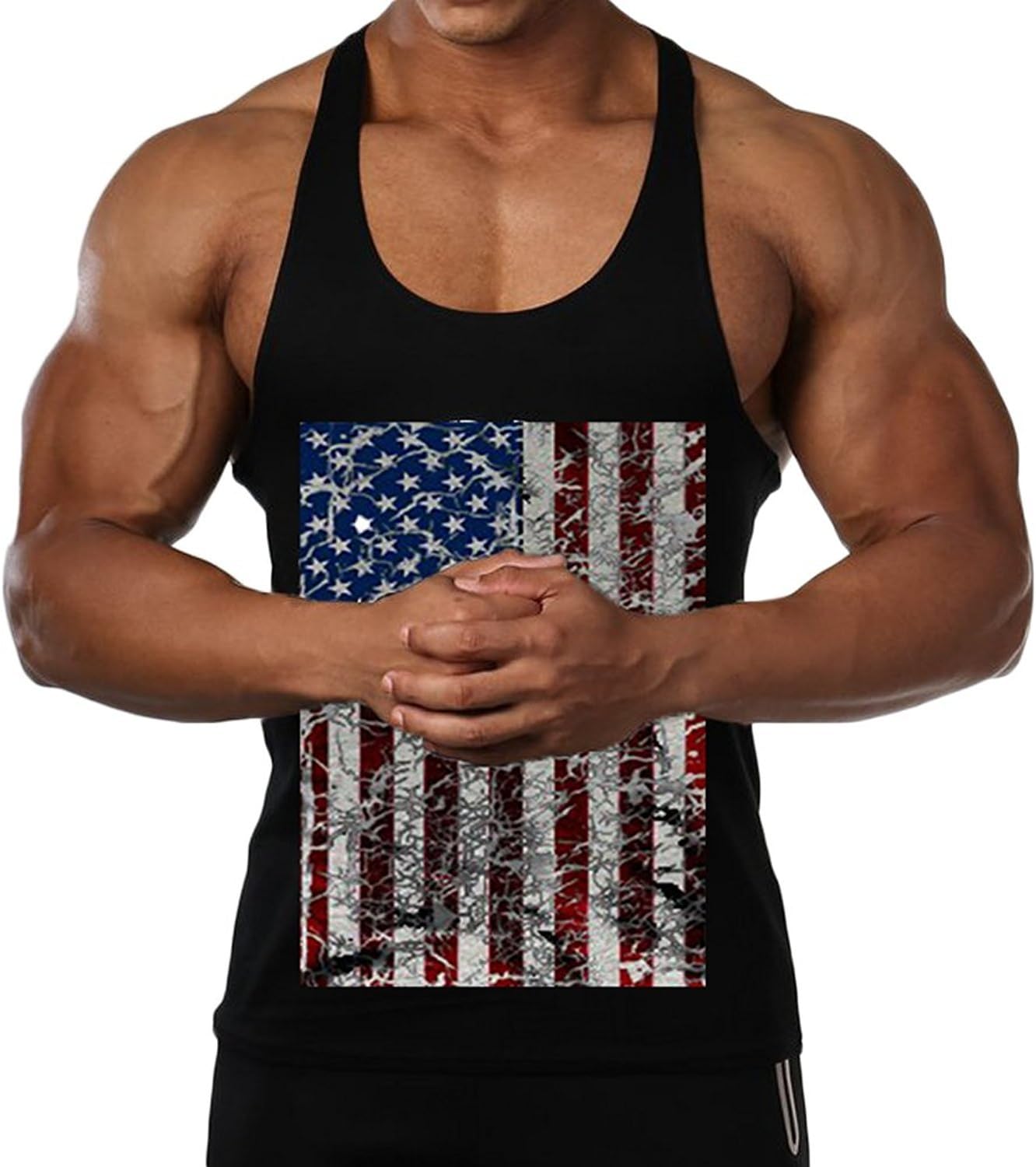 InleaderAesthetics Men's America Flag Bodybuilding Stringer Tank Tops