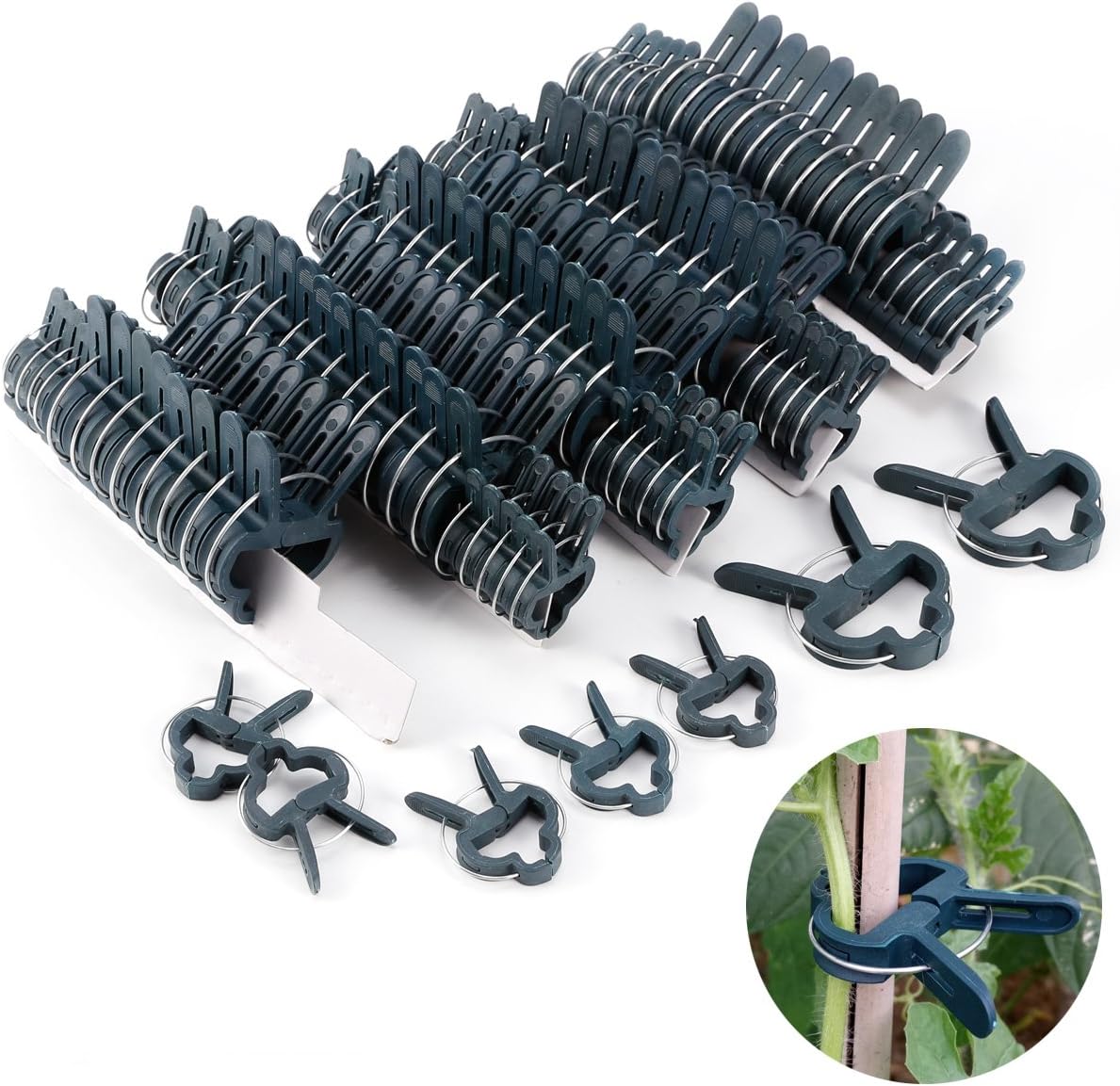 Anladia 100PCS Garden Plant Clips Shrub Support Tie Backs Plastic Green