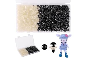 Vanblue Safety Eyes 260PCS 8mm Plastic Black Craft Eyes with Washers Teddy Bear Eyes for Amigurumi Stuffed Animals Crochet Toys Crafts Making Halloween Decorations