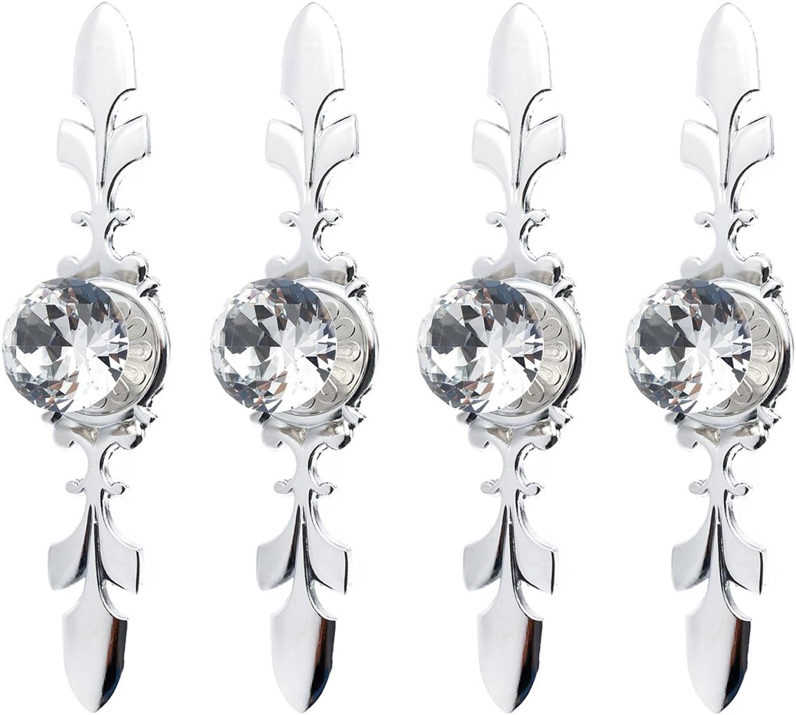 Anladia 4 Pcs Modern Glass Crystal Diamond Knobs Drawer Wardrobe Pull Handle Cabinet Door Home Kitchen Cupboard