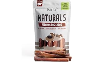 Barkz Naturals 6 Inch Jumbo Odor-Free Bully Sticks for Small to Medium Dogs,(6 Inch, Jumbo, 6 Pack), Power Chewers, All-Natural Beef Pizzle Dog Chews