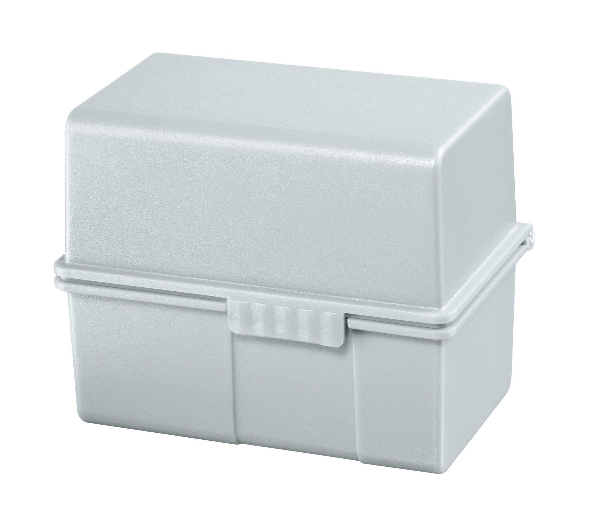 HAN 978-11, Card index box A8 landscape. Innovative, attractive design for 200 cards with steel hinge, supplied with 100 record cards and A-Z guide cards, light-grey