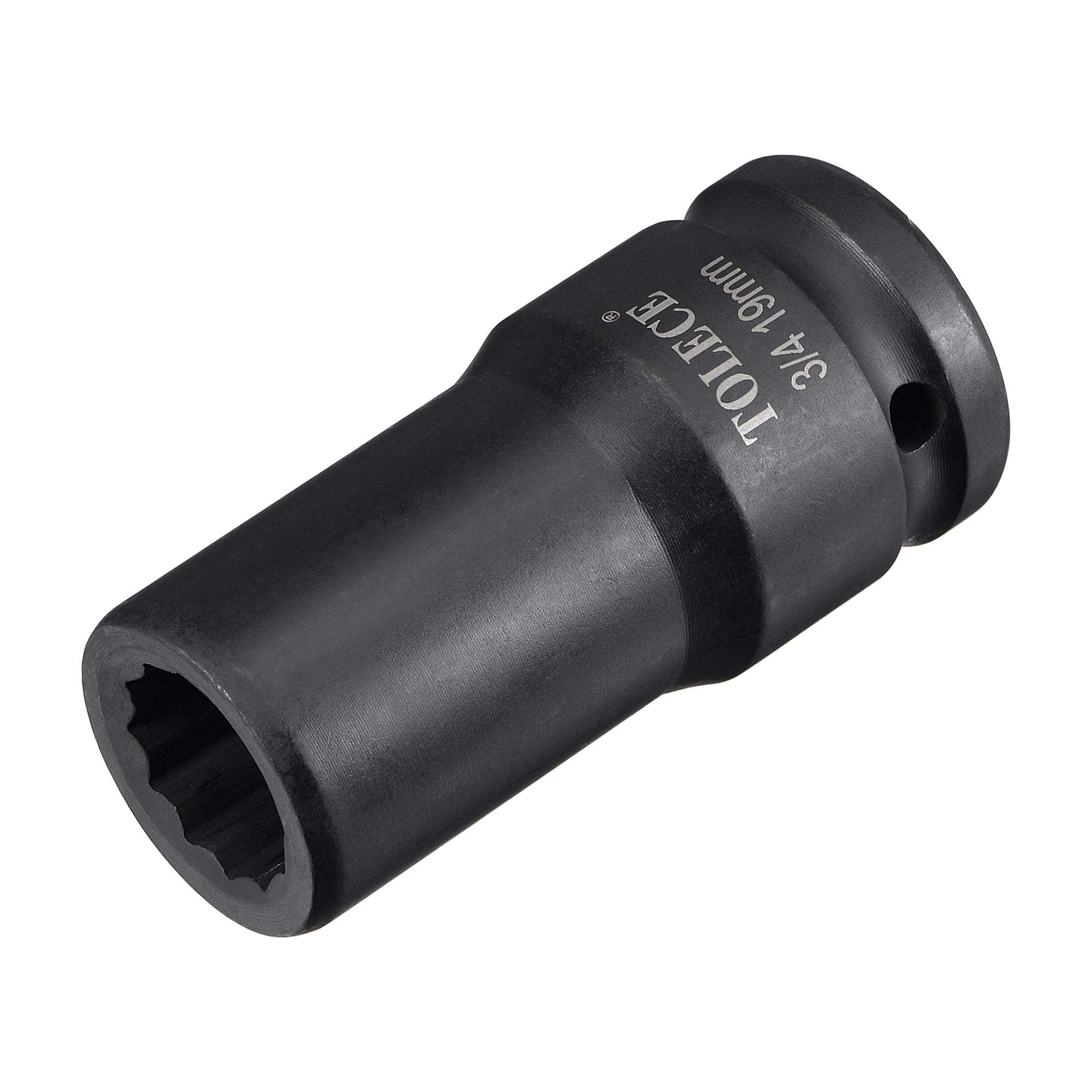 sourcing map 3/4-Inch Drive 19mm 12-Point Deep Impact Socket, CR-MO Steel 78mm Length, Metric Sizes