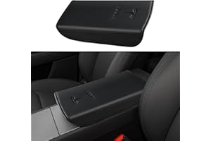 POKUNG Center Console Leather Armrest Cover Designed for 2024-2026 Refresh Model 3 Highland/Model Y Juniper,Center Console Accessories for Tesla Model 3/Y 2025 Interior Accessories Black