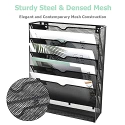 EASEPRES Mesh Wall File Organizer 5 Tier Vertical