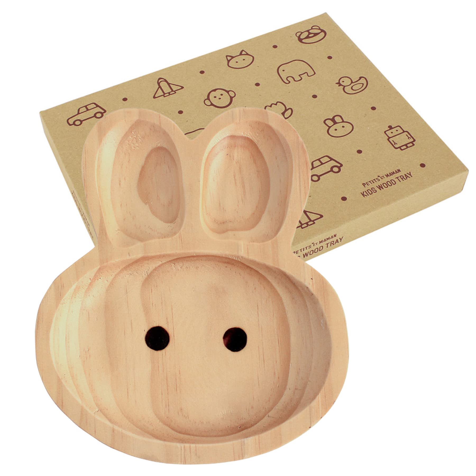 SPICE OF LIFE(スパイス) 木製 食器 皿 キッズウッドトレイ うさぎ PETITS ET MAMAN ナチュラル 20×23cm 箱入り AVLF1020商品画像