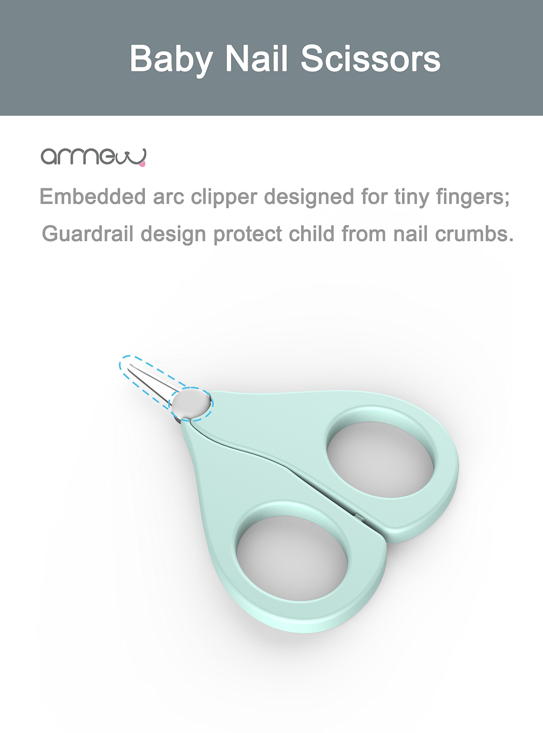 Baby Manicure Set by ARRNEW | 4-in-1 Grooming Kit with Baby Bear Case, Nail Clipper, Scissor, File & Tweezer | Baby Nail Care Kit for Newborn, Infant & Toddler | Safe and Comfortable | (Light Blue)