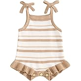 Newborn Baby Girl Knit Overall Sleeveless Strap Halter Sweater Romper One Piece Bodysuit Jumpsuit Summer Clothes